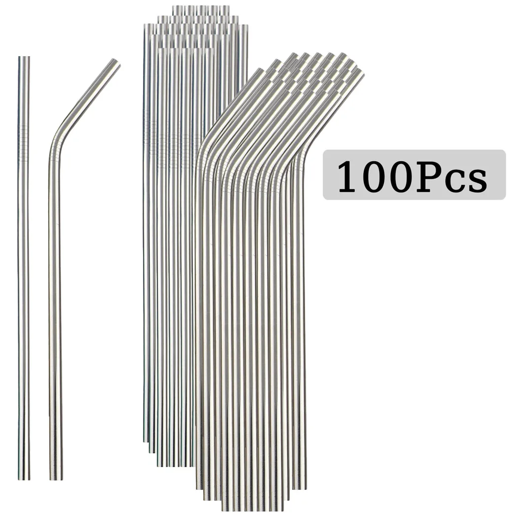 Reusable Straw - 100 قطعة من قش الفولاذ المقاوم