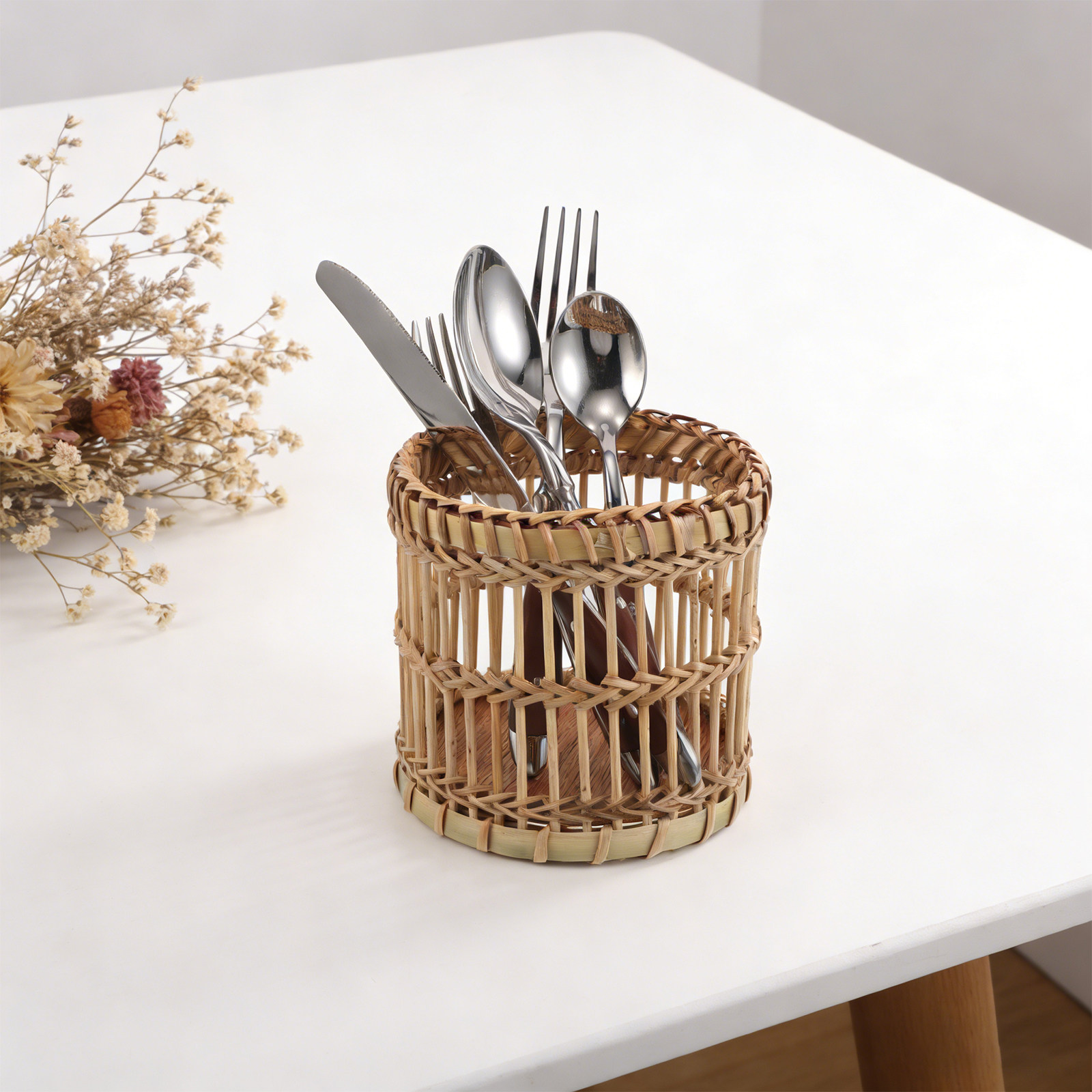 Bamboo Cutlery - حامل أدوات المطبخ من الخيزران، منظم